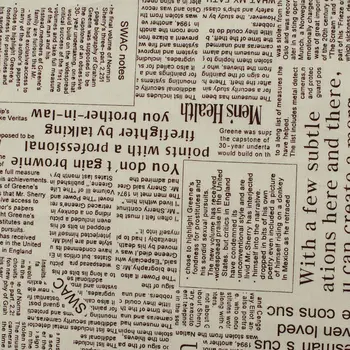 

1 yard Cotton Linen Fabric for sewing pathwork, bedding, hadmaking, Newspaper (Brown Letter ) (width=140cm)