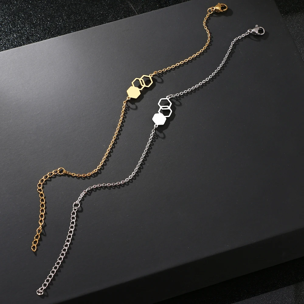 Stainless Steel Bracelets Minimalist Chemical Molecules Fashion Chain Fine Charm Bracelet - Image 4