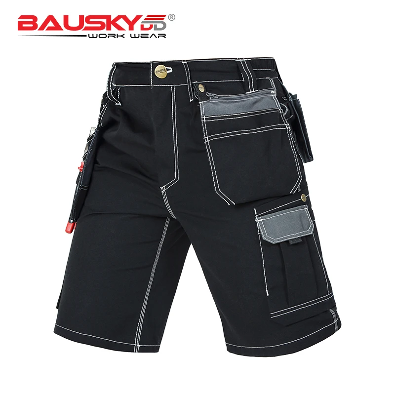 Bauskydd 219 серая рабочая одежда мужские рабочие брюки мульти инструмент карманы Комбинезоны Шорты Рабочая одежда - Цвет: Black