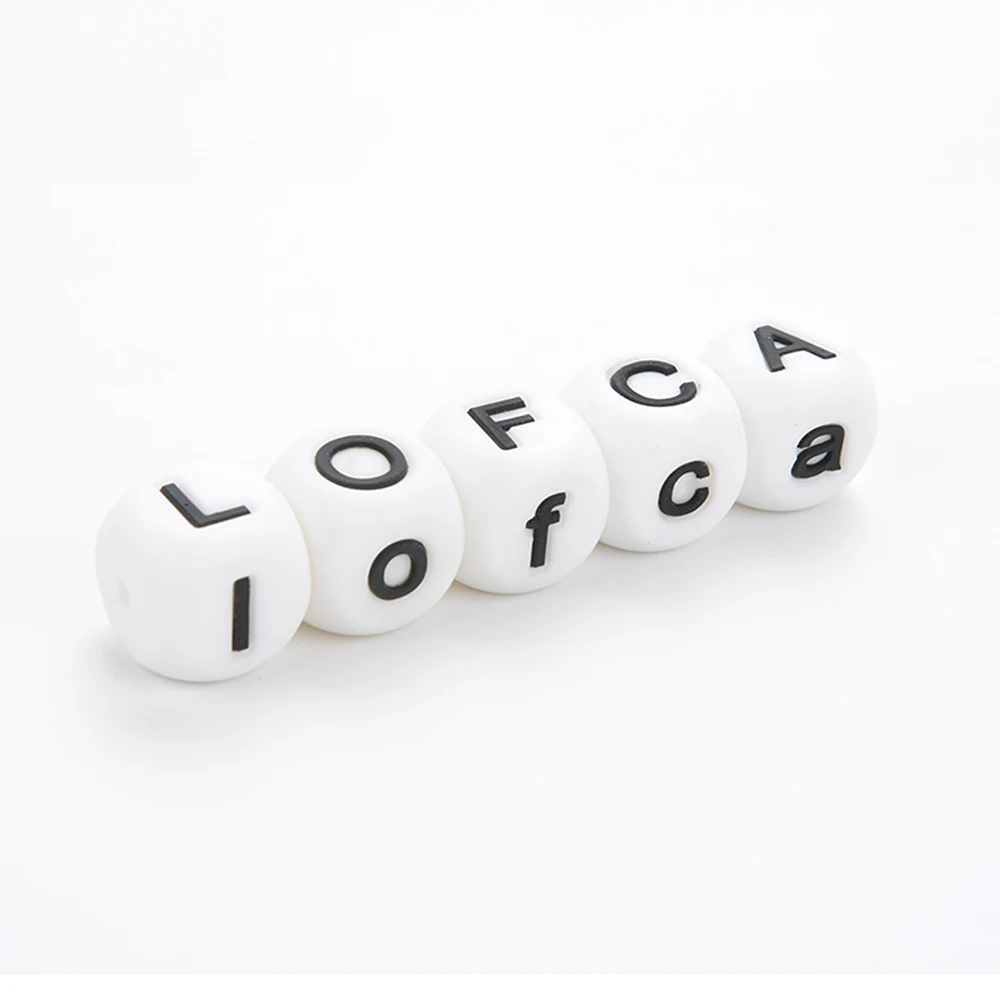 LOFCA 5 шт Силиконовые Бусины пищевая буква Детские Прорезыватели бусины без бисфенола свободные Жевательные бусы с алфавитом для персонализированного имени DIY