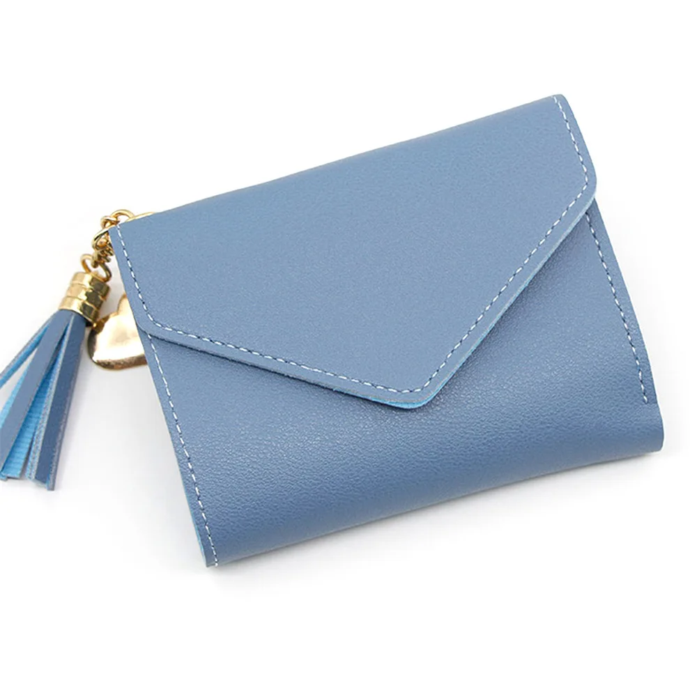 Women Simple Short Wallet Tassel Coin Purse Card Holders Handbag Red