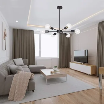 

Nordic Chandelier Hanging Lights Black/Gold Chandeliers Metal Chandelier Modern Lighting Lustre Industrial Lamp for Living Room