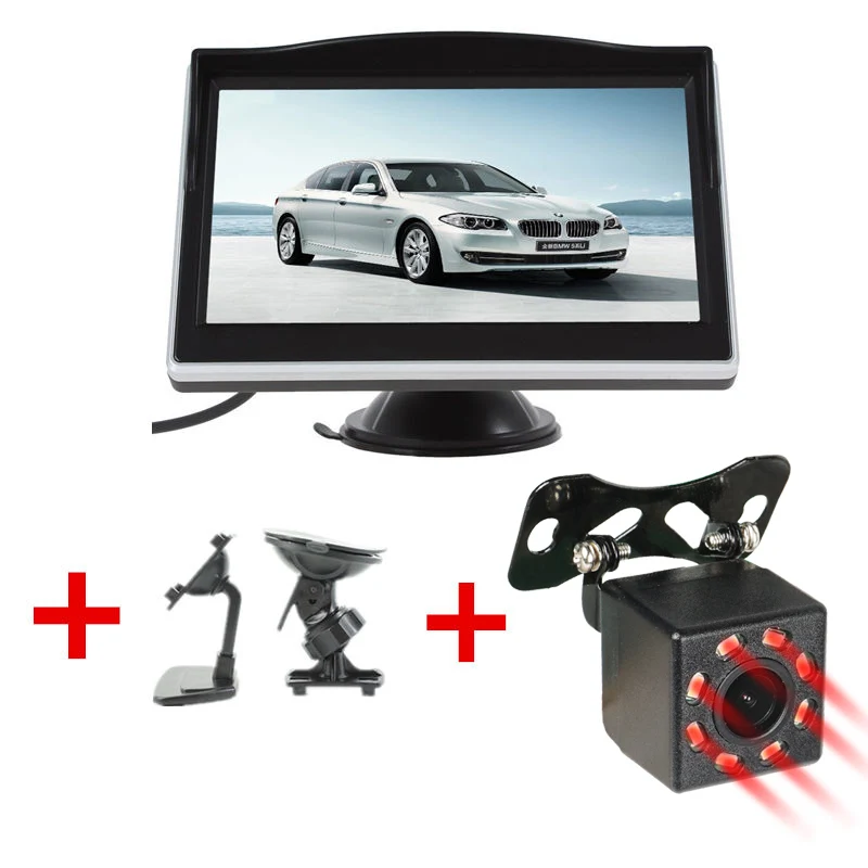 Monitor-8 infrared GSPSCN парковочная система 2 в 1 TFT " HD Автомобильный монитор с 170 градусов Водонепроницаемая Автомобильная инфракрасная камера заднего вида+ кронштейн - Цвет: Monitor-8 infrared