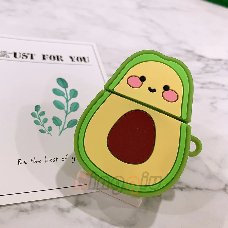 Avocado Милый мультяшный беспроводной чехол для гарнитуры Bluetooth для Apple Airpods 1 2, мягкий силиконовый чехол для наушников Airpods, защитный чехол s - Цвет: Avocado