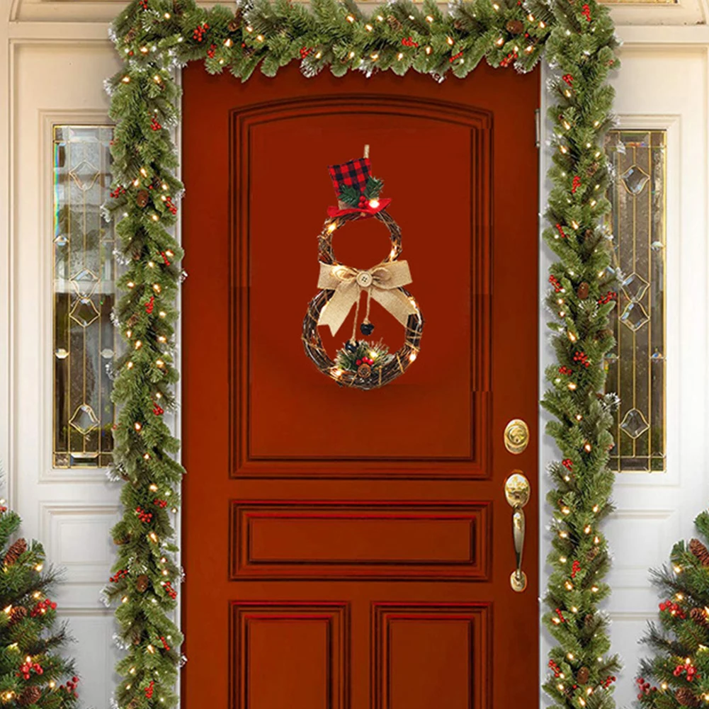 Christmas Garlands with LED Light Battery Powered Garland Xmas Tree Snowman Shape Christmas Hanging Pendant Garlands Decoration