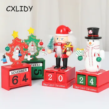 

Christmas Countdown Wooden Walnut Soldier Calendar Decoration Office Desktop Decoration Child Christmas Gift aa022