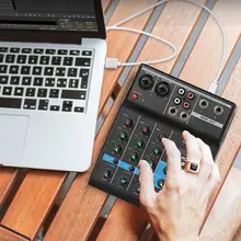 Profesyonel ses mikseri 4 kanal Bluetooth ses karıştırma konsolu ev Karaoke KTV USB ses kartı ile ses efektleri