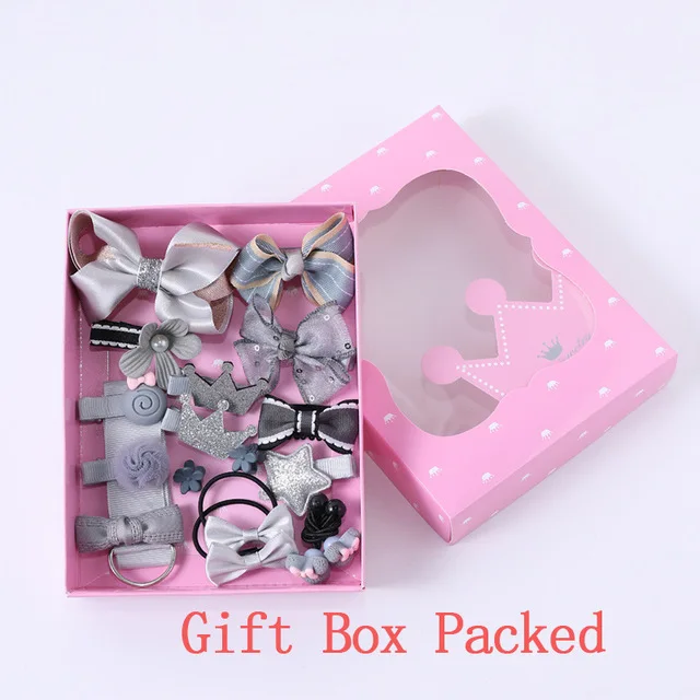 gift box 5 18 шт./компл. стильная футболка с изображением персонажей видеоигр аксессуары для волос для девочек; милая заколка для волос резинкой для детей повязка на голову, Детская резинка для волос заколки для волос - Цвет: gift box 5