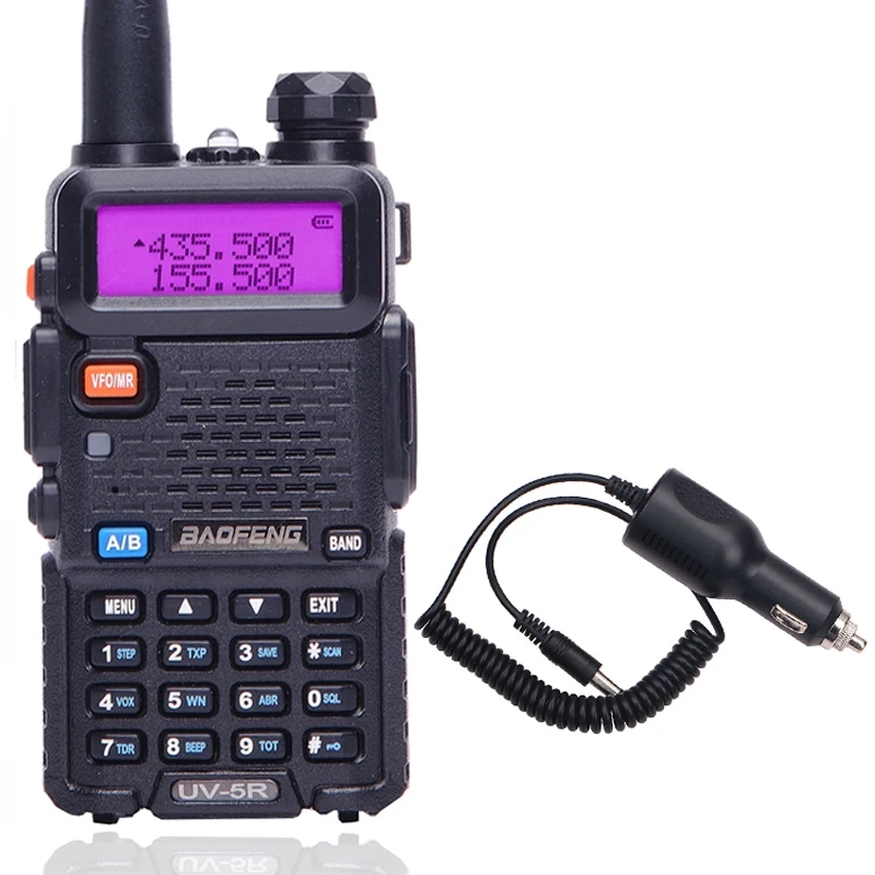 BAOFENG UV-5R 5 Вт 10 км Двухдиапазонная рация 136-174 МГц и 400-520 МГц портативная двухсторонняя CB радио UV5R(черный/Камуфляж - Color: black car charger