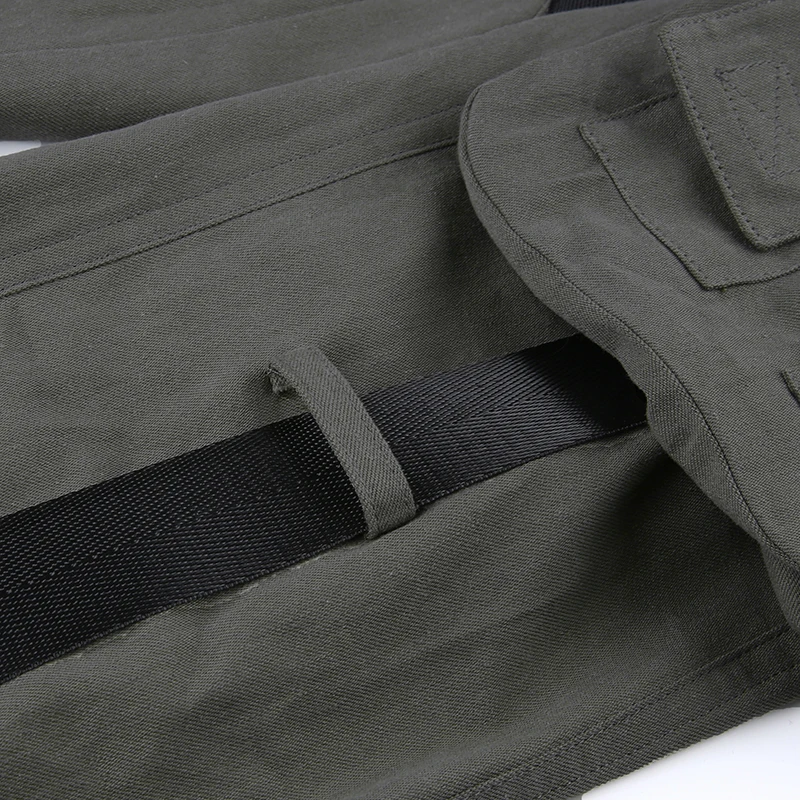 Рапкоптер армейский зеленый ленты повседневные женские брюки с высокой талией карман шнурок брюки-карго Harajuku Свободные уличные тканые брюки
