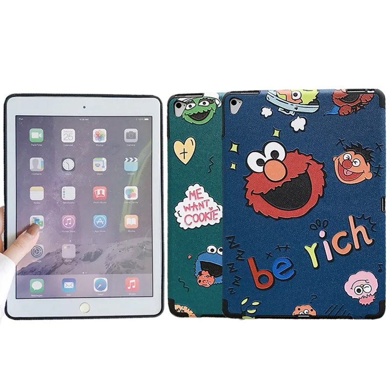 

For Apple ipad Air case cute sesame street embossment ultrathin PU leather Protective TPU Cover for ipad pro 9.7 inch soft coque