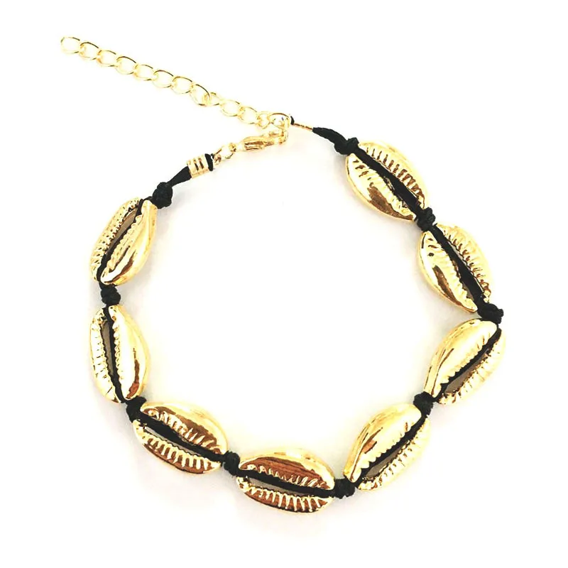 Винтаж Цвет oro de Каури tobillera pulsera de las mujeres para la pierna de moda Cadena de chica de la playa tobillo Decoració - Окраска металла: 04