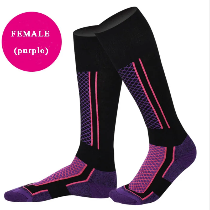 Adult Purple 1 пара носков для катания на лыжах, зимние теплые термоноски, толстые хлопковые спортивные носки для сноуборда, катания на лыжах, альпинизма - Цвет: Adult Purple