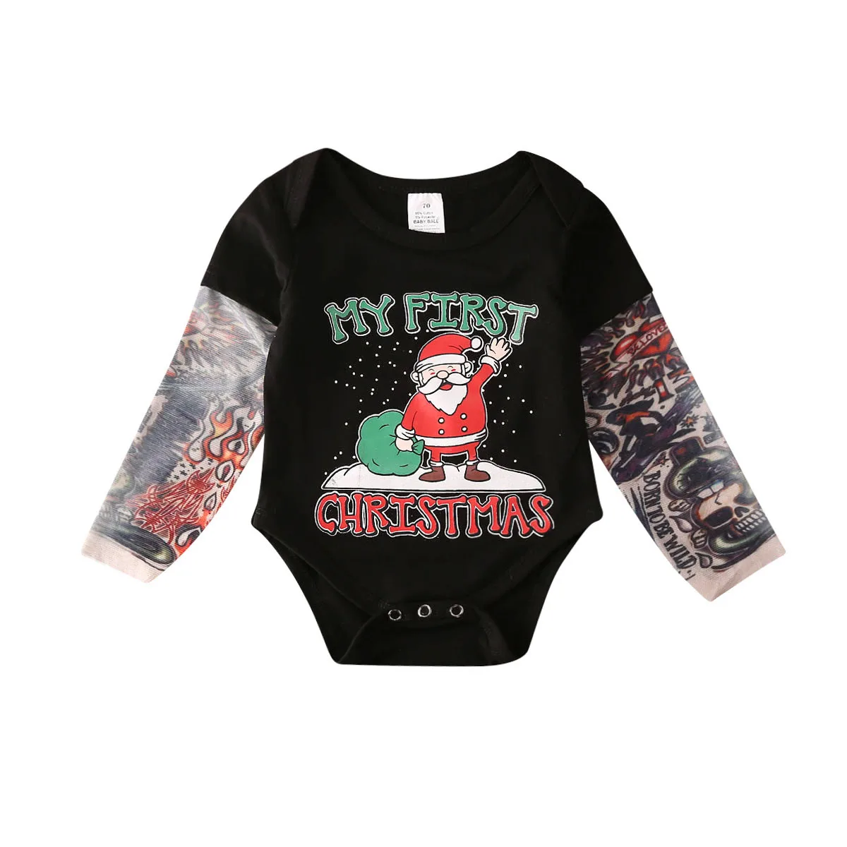 AU My First Christmas/комбинезон с рукавами-татуировками для маленьких мальчиков, боди, Рождественская одежда для детей 0-18 месяцев