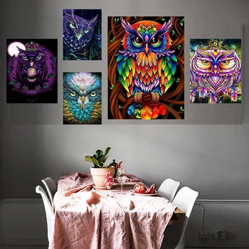 

5 Pcs/Set Colors Owl Combination Diamond Paintings Full Drill Square/Round 5D Diamond Painting Mosaic Needlework Paintings