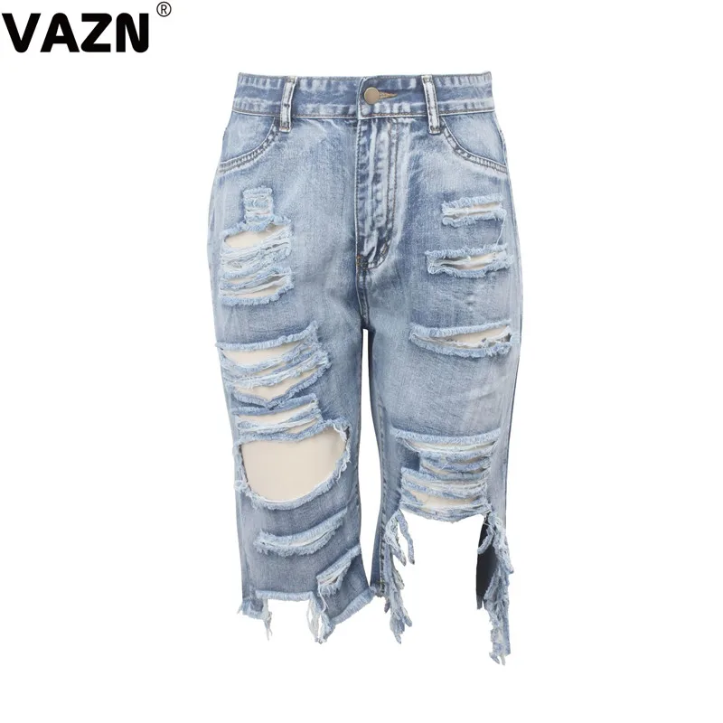 VAZN GHSF12067 женские эластичные рваные Короткие штаны с дырками джинсовые шорты рваные джинсы женские джинсовые шорты для ночного клуба сексуальные джинсы