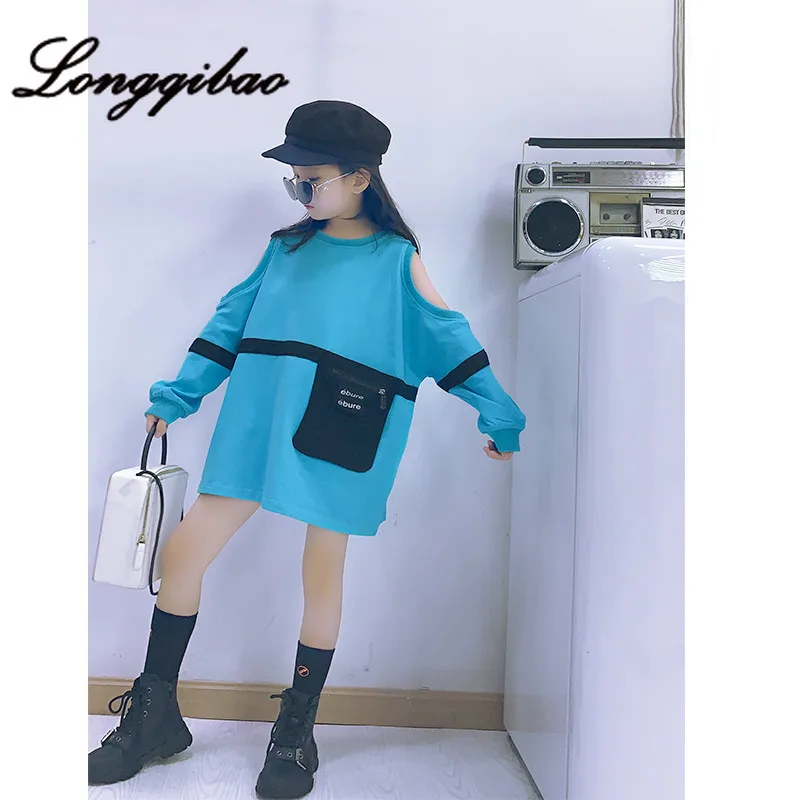 

Girl Sweater Autumn New Children's Fashion Korean Version of The Loose Strapless Long Casual Sweater Coat Children's Clothes