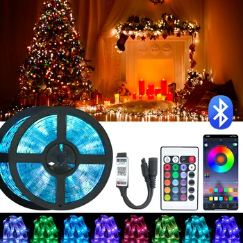 

Bluetooth LED Strip Light 10M 5M SMD RGB 2835 5050 Diode Led Tape Ribbon Waterproof Led Tape And Remote Controller With Adapter