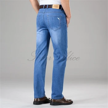 

Free shipping 2020 men's four seasons new high waist straight jeans high-end business middle-aged loose casual pants