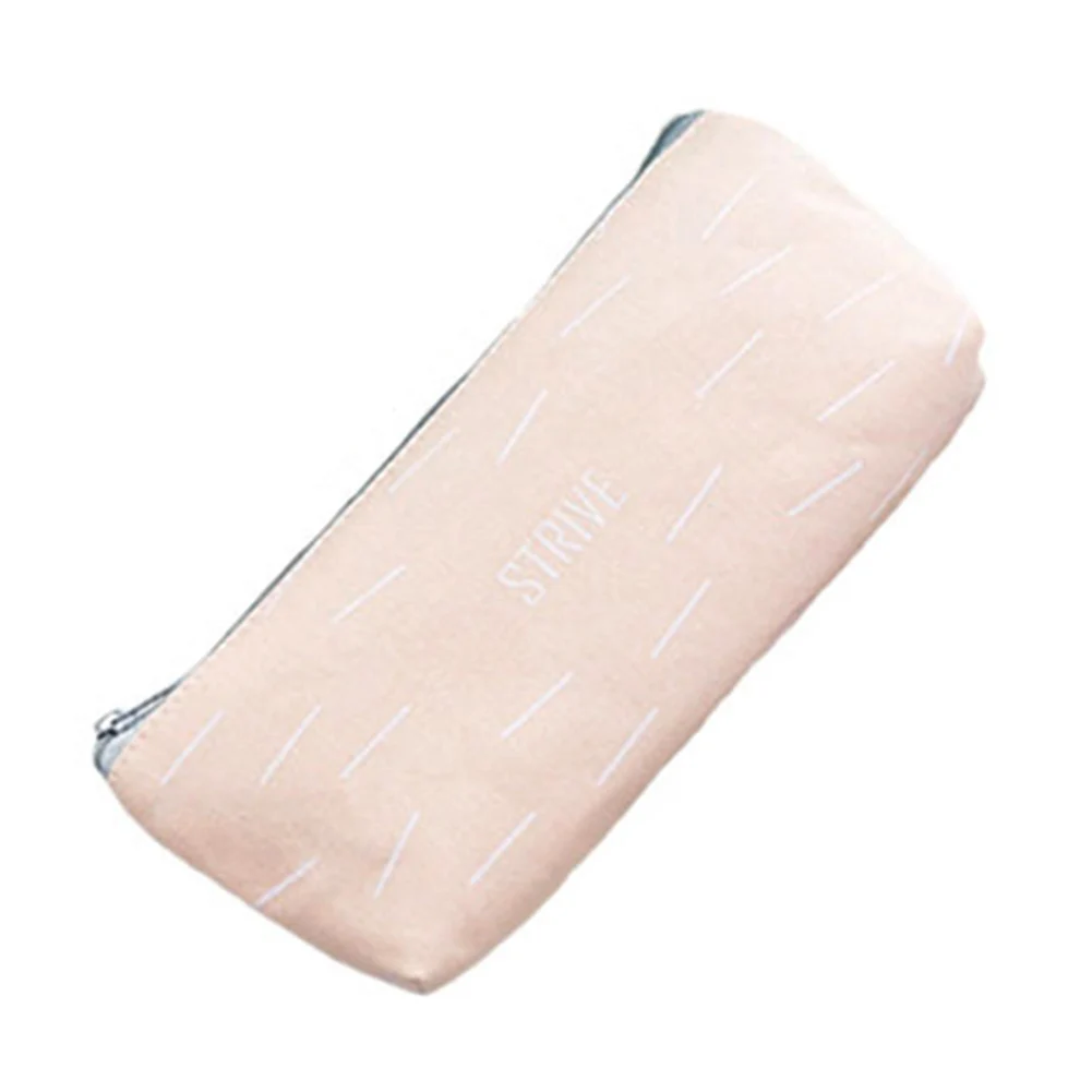 Durable Soft Lightweight Geometric English Letter Canvas Large capacity Pen Bag Pencil Case Stationery Storage Pouch - Цвет: Белый