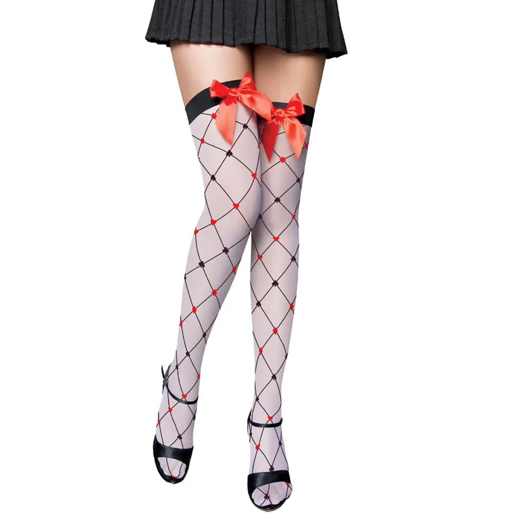 

Sexy Bowknot Stockings Jacquard Stockings Fishnet Women Thigh High Stockings Halloween Winter Silk Stockings Over Knee