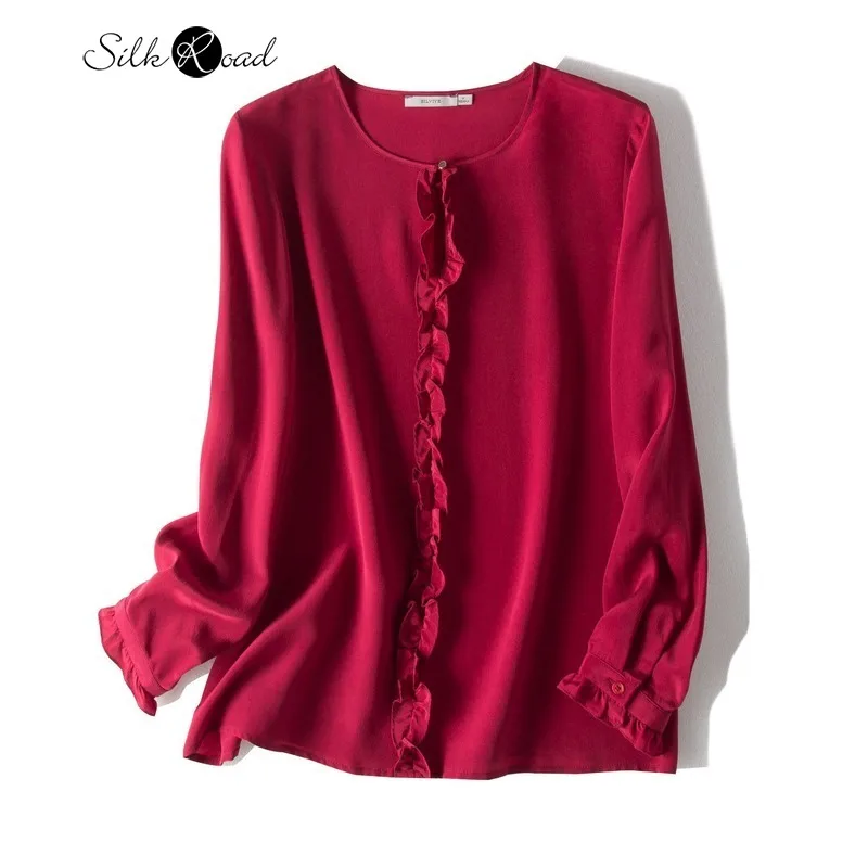 Silviye Silk Crepe-De-Chine mu er bian Pure Color