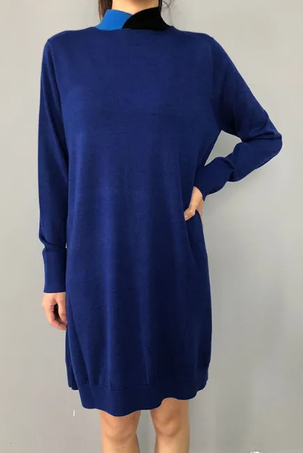 Wool Women Knitted Dress Autumn Winter Female Sweater Dress Lady Long Knitted Dress