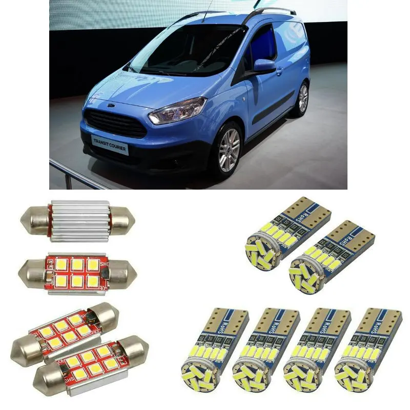 Внутренние светодиодные автомобильные фонари для Ford transit Подключите p65 p70 p80 курьерская коробка kombi estate лампы для автомобилей номерной знак свет 6 шт