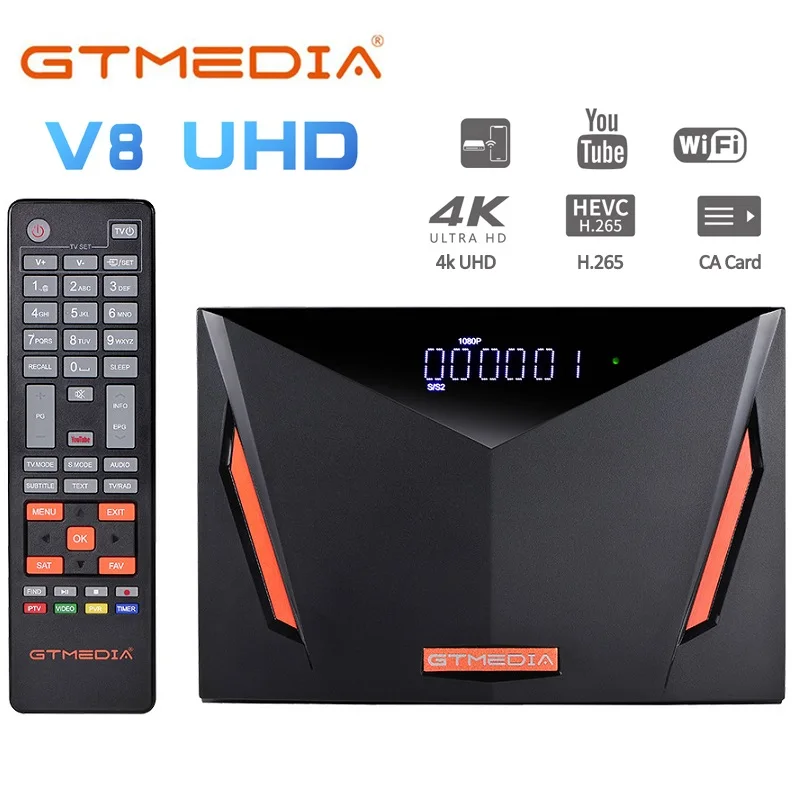 Спутниковый ТВ-приемник GTmedia V8 UHD 4K Ultra HD DVB-S2 T2 кабельный тюнер H.265 встроенный Wi-Fi