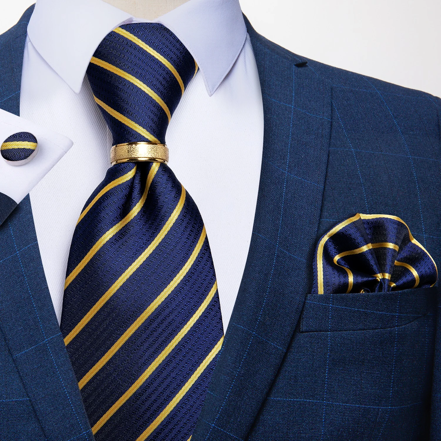 TigerTie Diseñador Corbata De Seda - Marrón Oro-marrón Royal