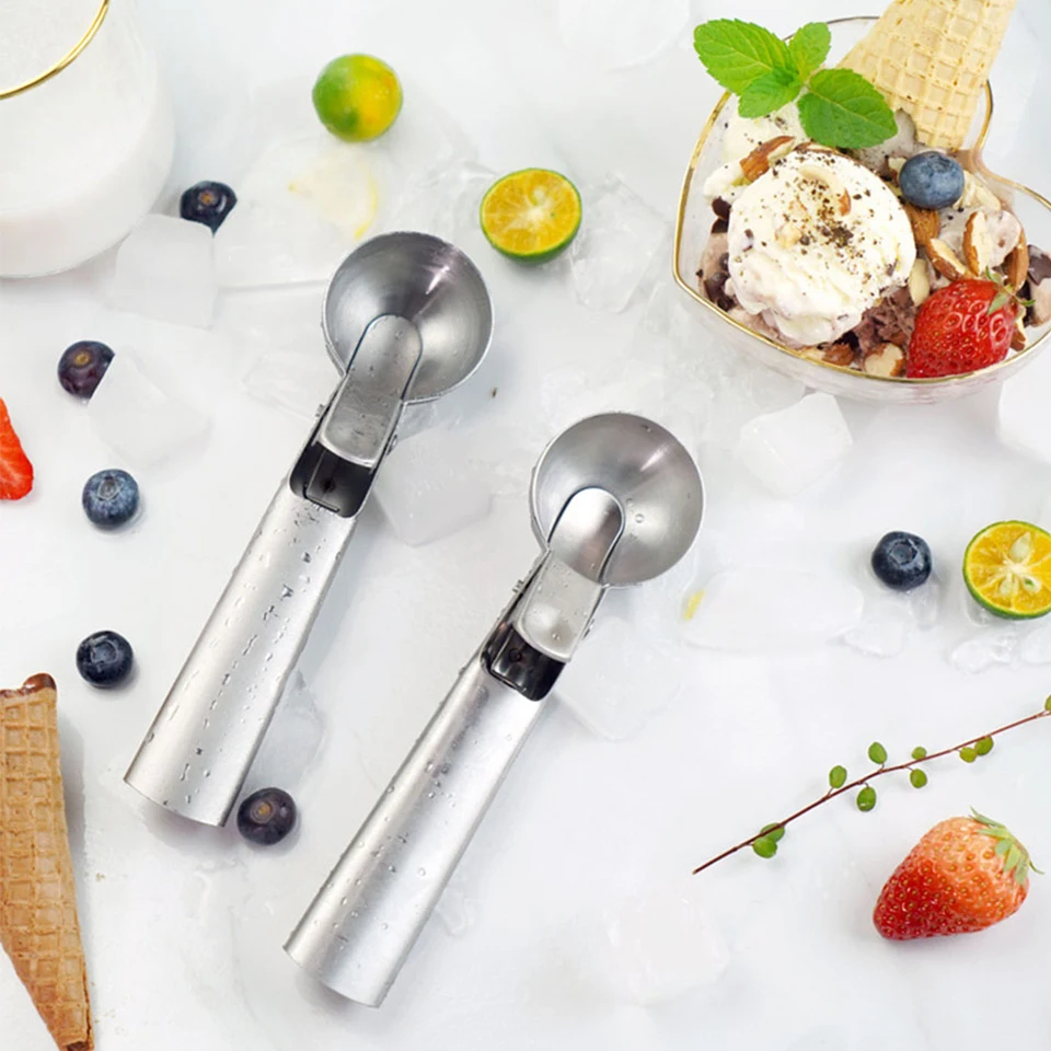 Stainless Steel Ice Cream Scoop With Trigger, Anti-freeze Handle, Icecream  Spoon Perfect For Gelatos, Frozen Yogurt, Sundaes - Temu