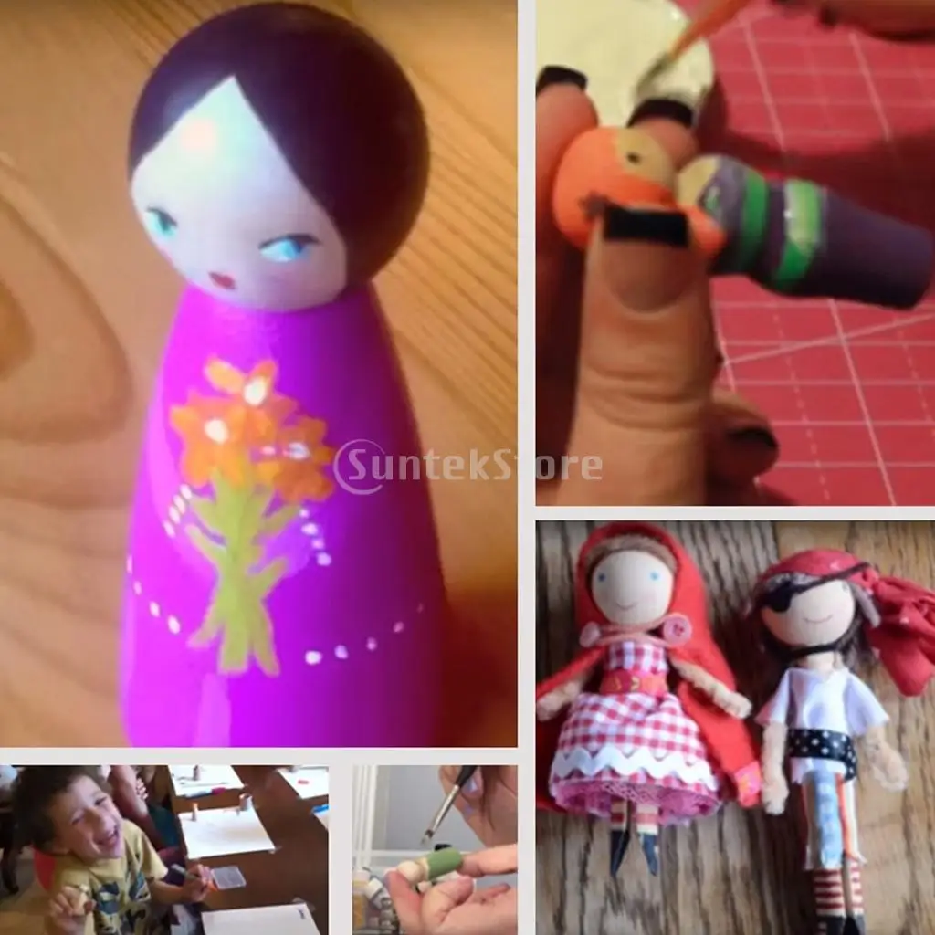 40pcs Wood Peg Dolls Natural Decorative Wooden Doll People For Family Activity Painting