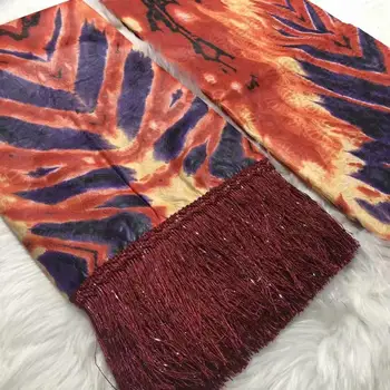 

African lace fabric 2020 high quality lace bazin riche fabric with tassel popular brocade fabric for wedding 5+2yards/lot