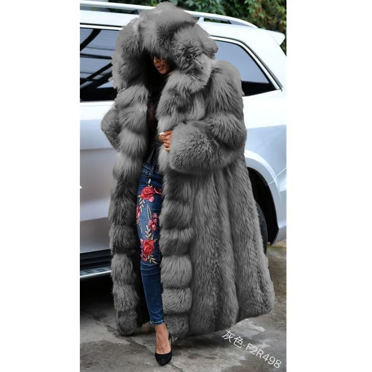 WEPBEL Winter Exta-Long Faux Fur Outwear Plus Size