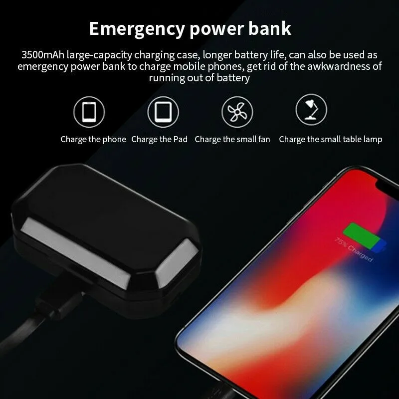 F8 TWS Bluetooth 5,0 стерео наушники-вкладыши IPX7 водонепроницаемая Спортивная гарнитура настоящие Беспроводные наушники с микрофоном 3500 мАч зарядный чехол
