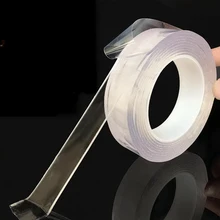 Disques adhésifs Double face réutilisables, bande adhésive transparente, sans trace, pour la cuisine