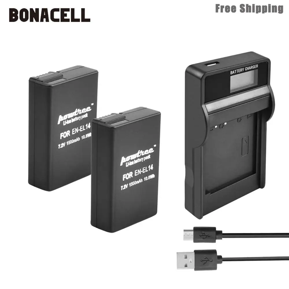Устройство зарядное Bonacell на 1500 мАч для Nikon P7800 P7700 P7100 P7000 D5500 D5300 D5200 D3200 L50|Цифровые