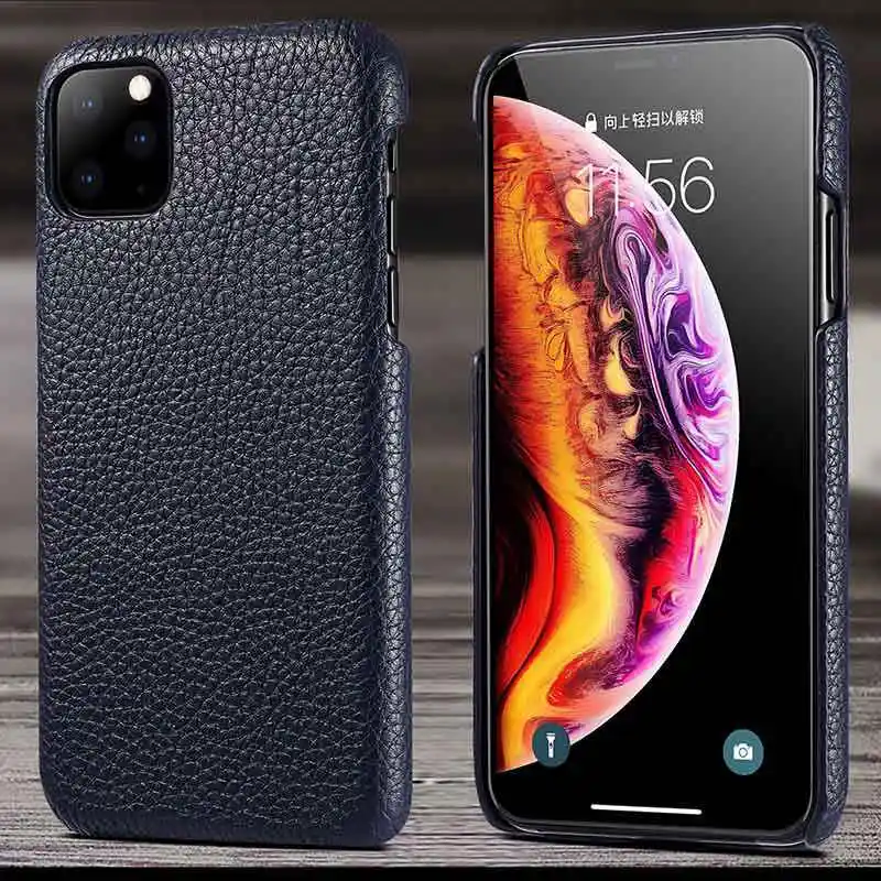 Чехол из натуральной кожи для Iphone 11Pro Max, чехол для Iphone 11 Pro Litch, кожаный защитный чехол, оболочка для Iphone 11 - Цвет: dark blue