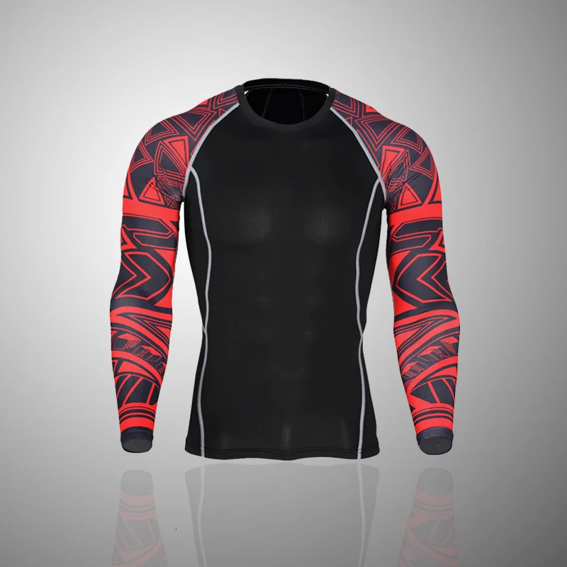 Фирменный мужской спортивный костюм Rash Gard Kit футболка с длинным рукавом мужские Леггинсы 2 шт. MMA одежда компрессионные рубашки Crossfit брюки