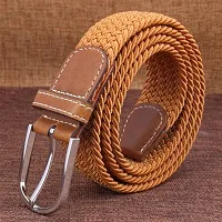 camel 1 шт. Женский Мужской ремень унисекс эластичный тканый кожаный ремень с пряжкой на талии эластичный пояс регулируемый Повседневный модный ремень - Цвет: camel