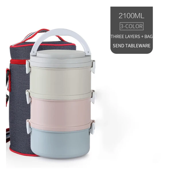 3 Layer With Bag Ермакова, японская микроволновая печь, пластиковый Ланч-бокс для детей, бэнто-бокс, портативный, герметичный, бенто, Ланч-бокс, контейнер для еды - Цвет: 3 Layer With Bag