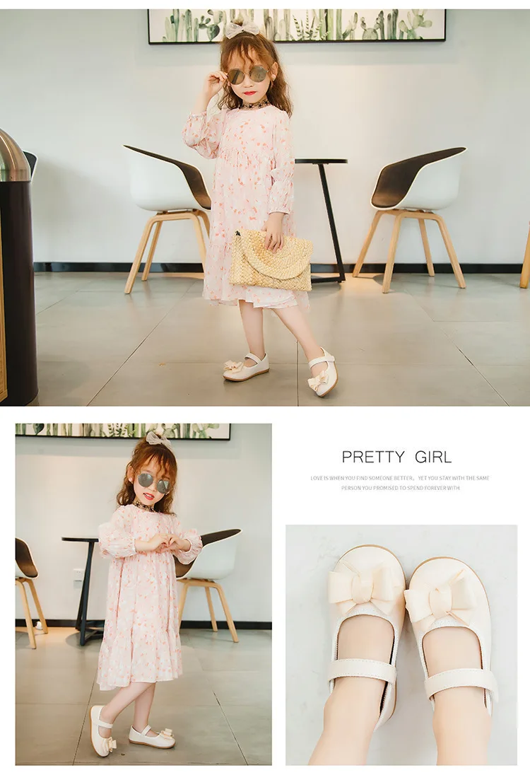 Детская обувь для девочек туфли в стиле «Принцесса»; сезон весна-осень; Новинка; модная обувь с бантом кожаные Повседневное обувь для