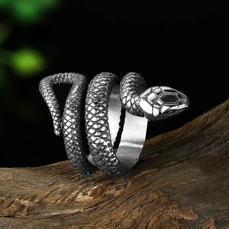 Retro Punk Snake Ring for Men Women Exaggerated Stainless Steel Fashion Personality US SIZE 6 TO 14 Rings finger ring,stainless steel ring,ring set
