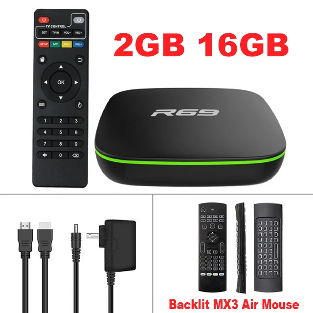 2GB16GB Add MX3 R69 Смарт ТВ приставка Android 7,1 приставка 1G8G/2G16G Allwinner H3 четырехъядерный 2,4 ГГц WiFi 1080P HD Домашний онлайн фильмы медиаплеер - Цвет: 2GB16GB Add MX3