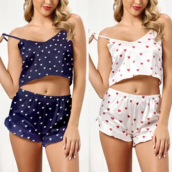 

2 Pieces Womens Silk Satin Pajamas Sets Pyjamas Set Sleepwear Pijama Pajamas Suit Female Sleep Two Piece Set Loungewear #W