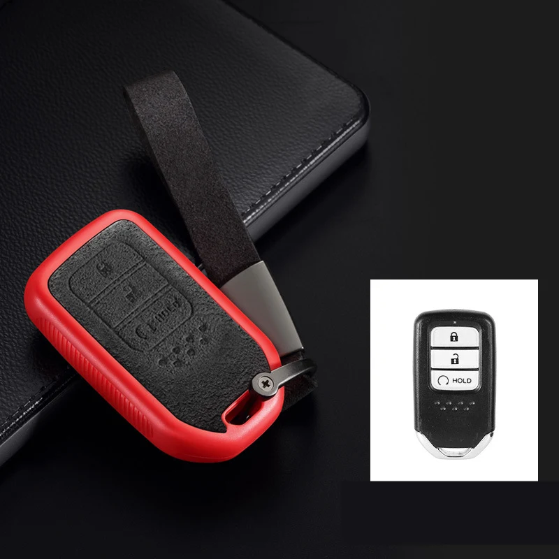 C-red Чехол-книжка из ТПУ с мехом для автомобильных ключей для Honda Civic Accord CR-V Pilot HR-V для CXV EX EXL Crz Ridgeline Автомобильный держатель для ключей - Название цвета: C-red