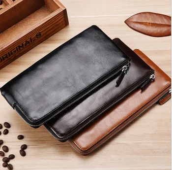 

New men's Long Wallet Korean youth zipper men's mobile phone bag Ultra Thin Wallet Mobile phone card bag