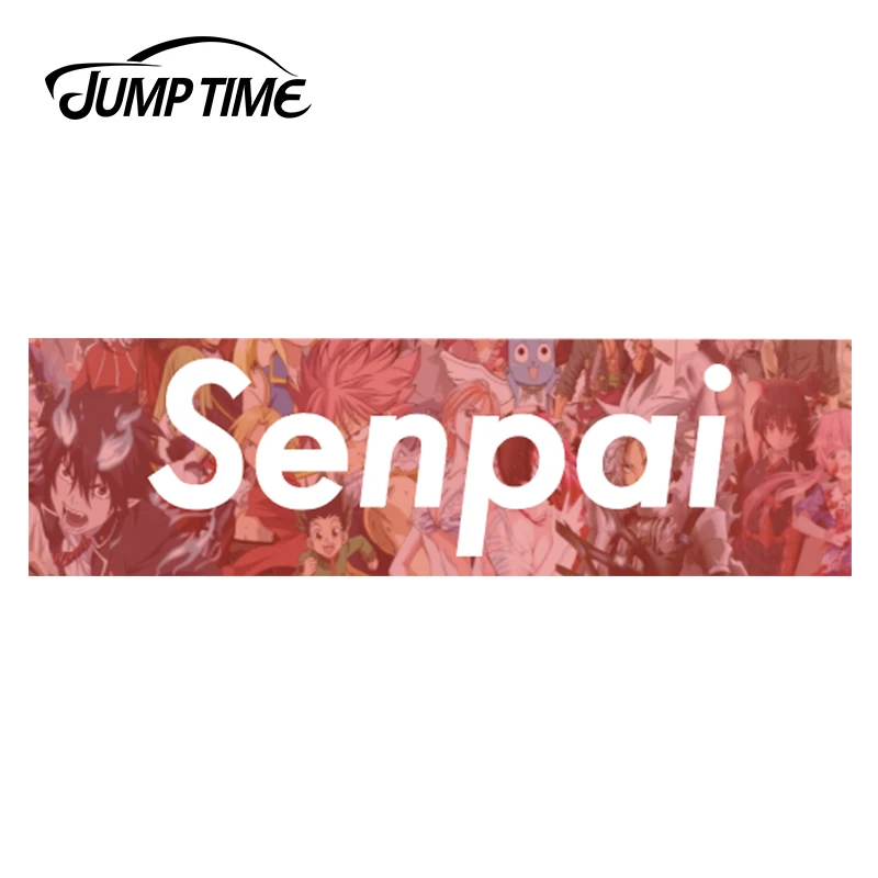 

JumpTime 13cm x3.8cm For Senpai Collage Funny Anime Waifu Custom Vinyl Decal Sticker JDM Bumper Car Stickers Car Accessories