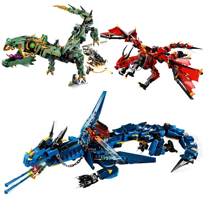 Online Nuevo Ninja Azul Rojo dragón Caballero Compatible legotely ninejoes bloques de construcción de ladrillo de juguete niños niño regalos de navidad 70653