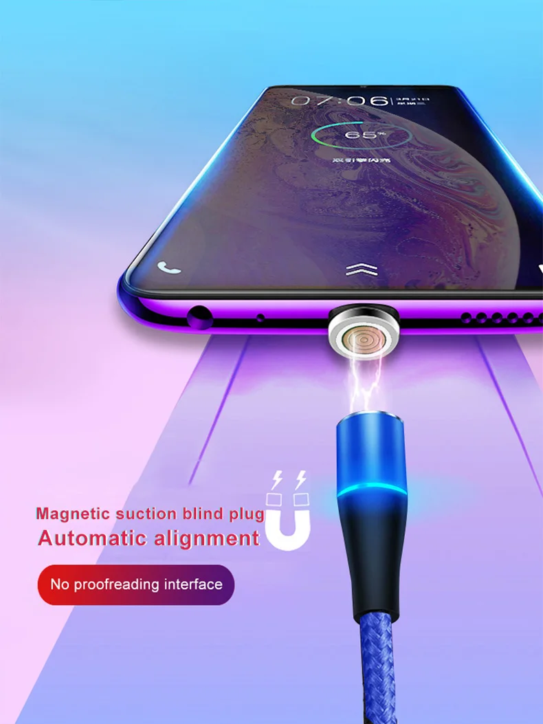 Магнитный кабель 2 м 3 А Быстрая зарядка 3,0 Micro USB зарядное устройство type C Быстрая зарядка для iPhone 7 XS samsung S8 магнитные телефонные кабели